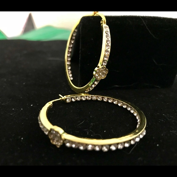 Swarovski Elements: Gold & Crystals Hoop Earrings - Picture 7 of 8